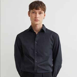 H&M Mens Black Dress Shirt Size Large